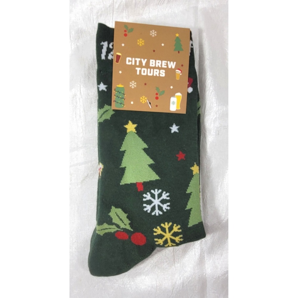 City Brew Tours Adult 12 Beers of Christmas Novelty‎ Socks - Green - One Size